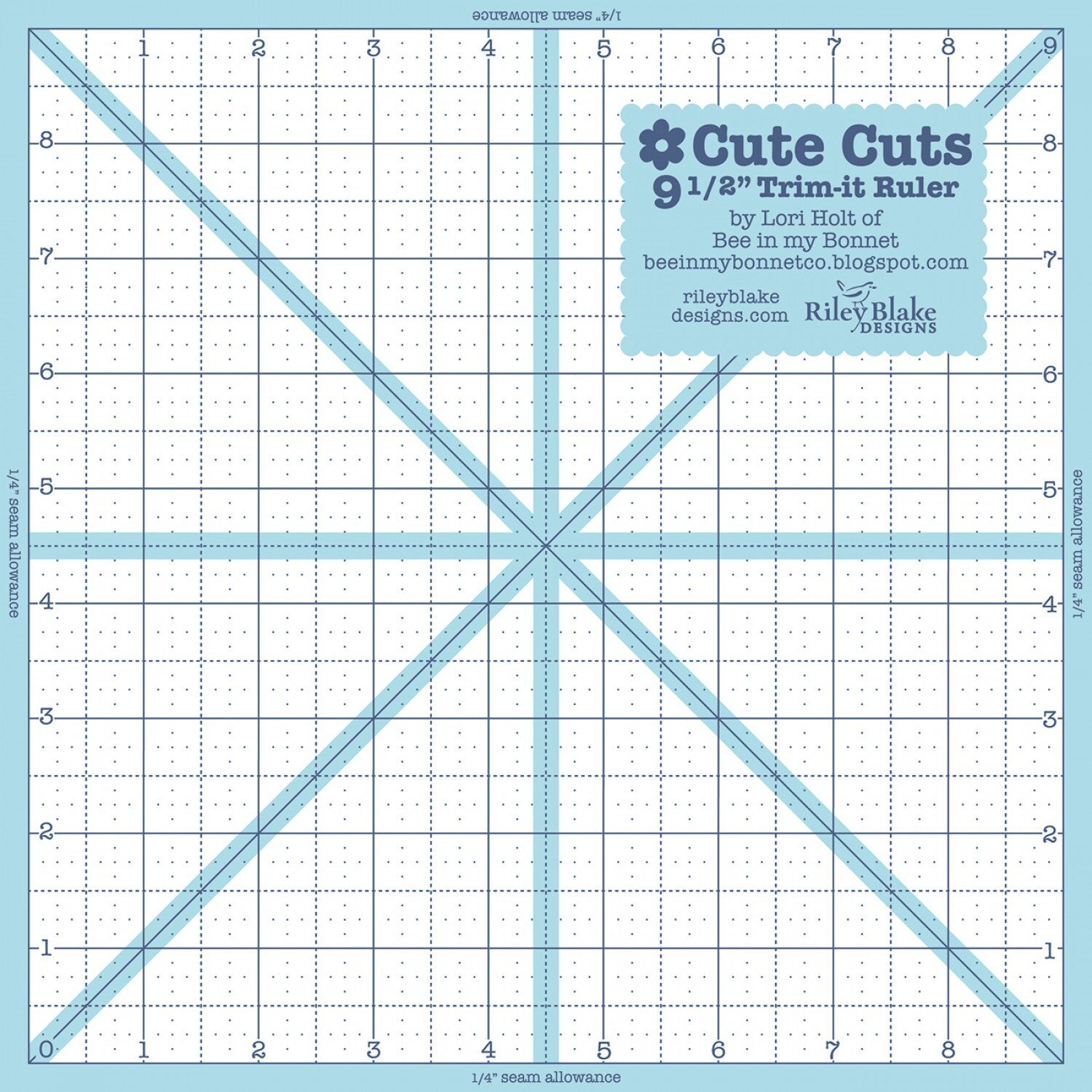 Lori Holt Trim It Ruler Square 241 mm x 241 mm Ruler for precise cutting, marking and patchwork