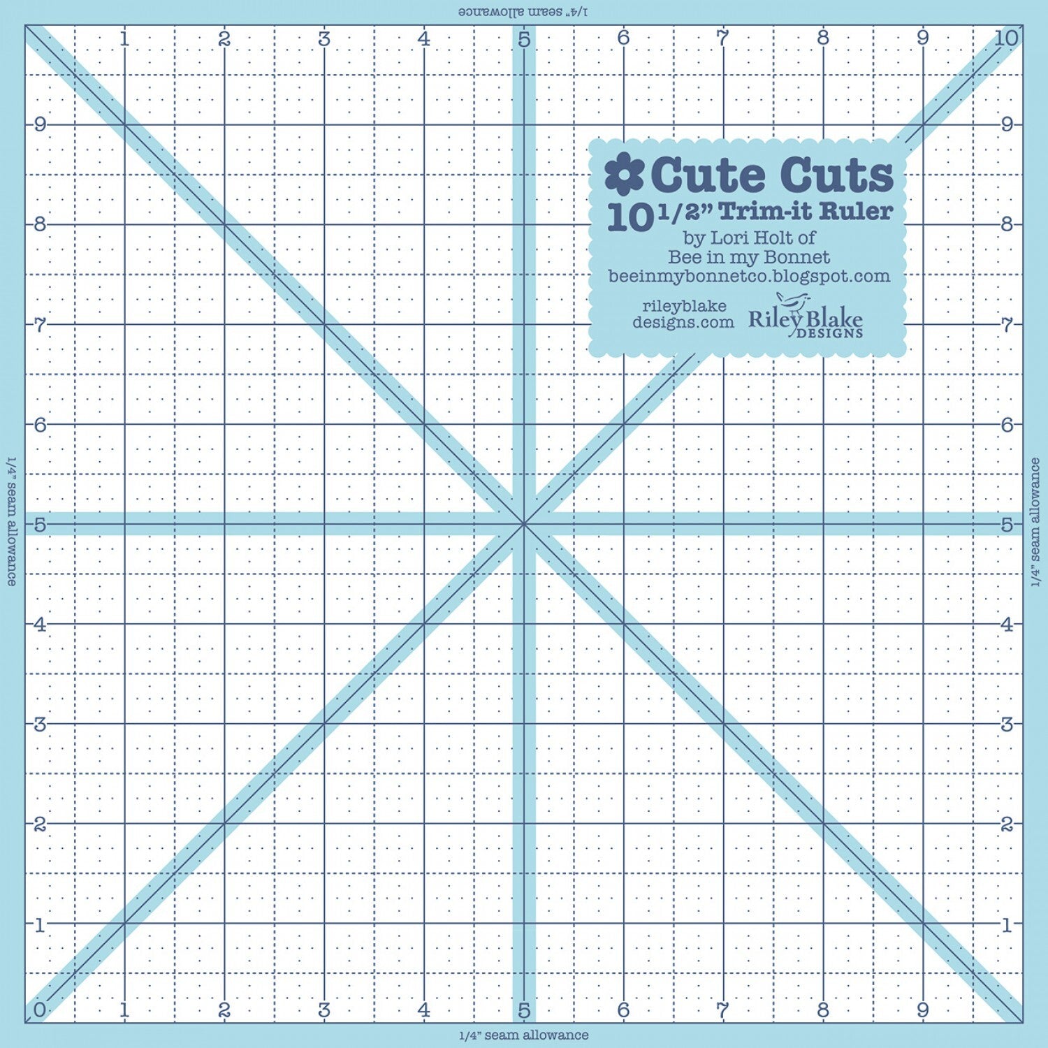 Lori Holt Trim It Ruler Square 267 mm x 267 mm Ruler for precise cutting, marking and patchwork