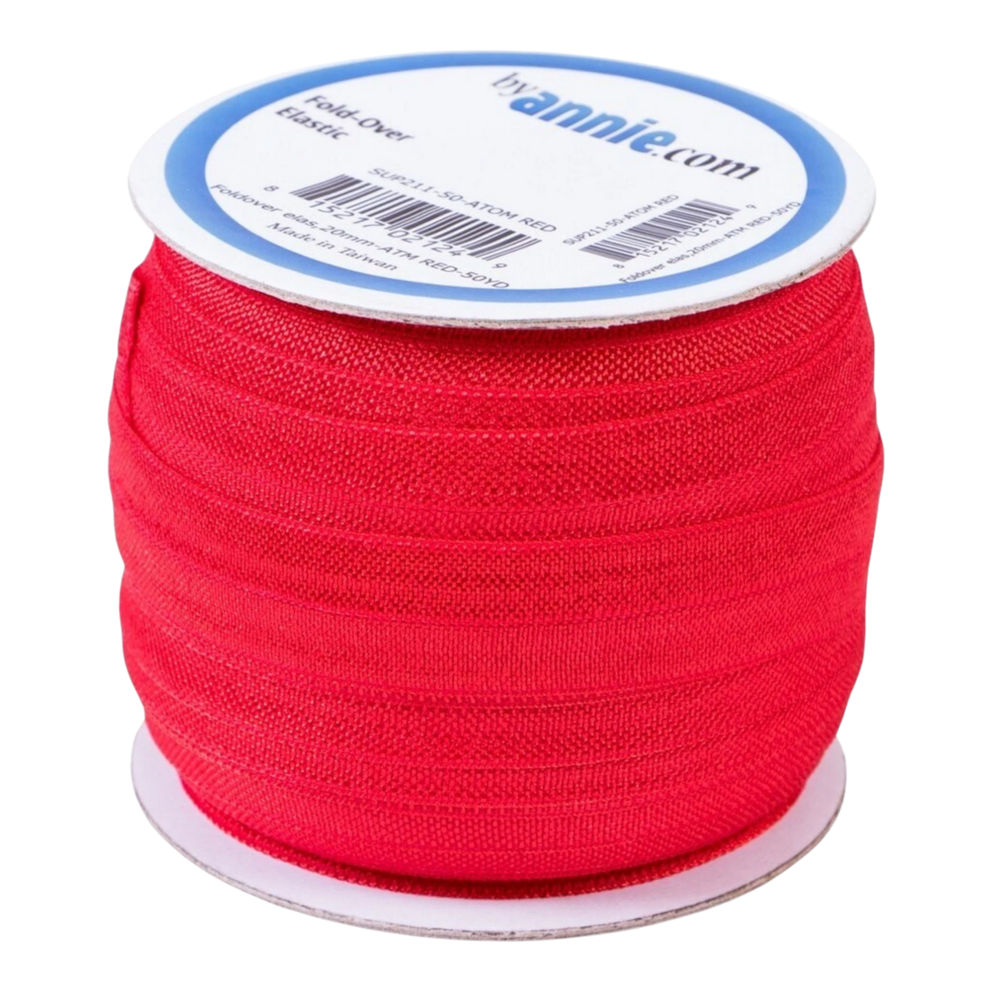 Fold Over Elastic - 19 mm Atom Red for garments, sewing and bag making projects