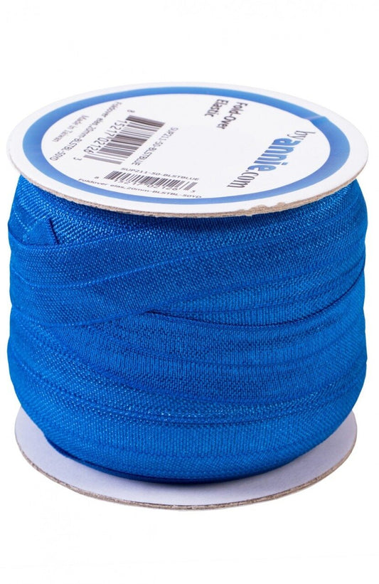 Fold Over Elastic - 19 mm Blastoff Blue for garments, sewing and bag making projects