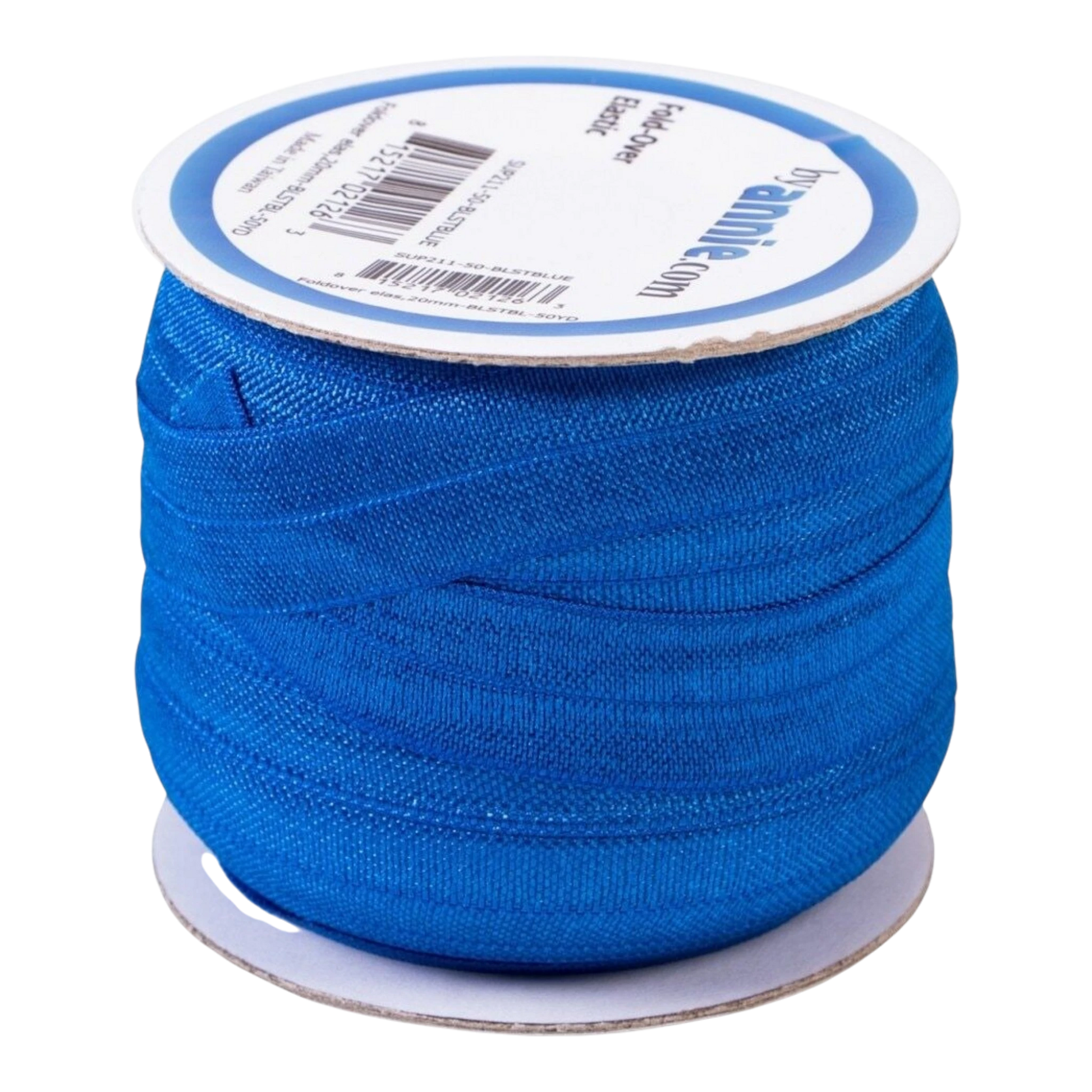 Fold Over Elastic - 19 mm Blastoff Blue for garments, sewing and bag making projects