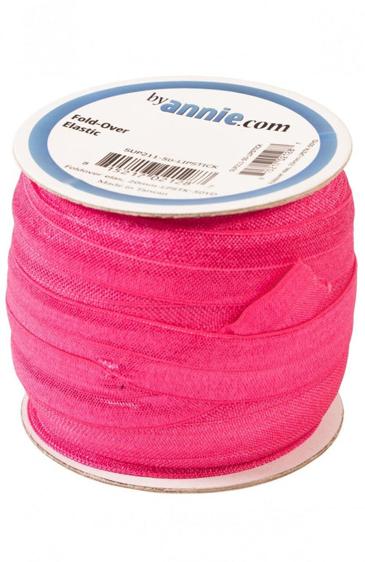 Fold Over Elastic - 19 mm Lipstick for garments, sewing and bag making projects