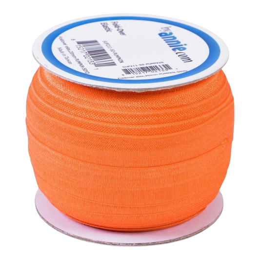 Fold Over Elastic - 19 mm Pumpkin for garments, sewing and bag making projects