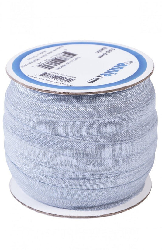 Fold Over Elastic - 19 mm Pewter for garments, sewing and bag making projects
