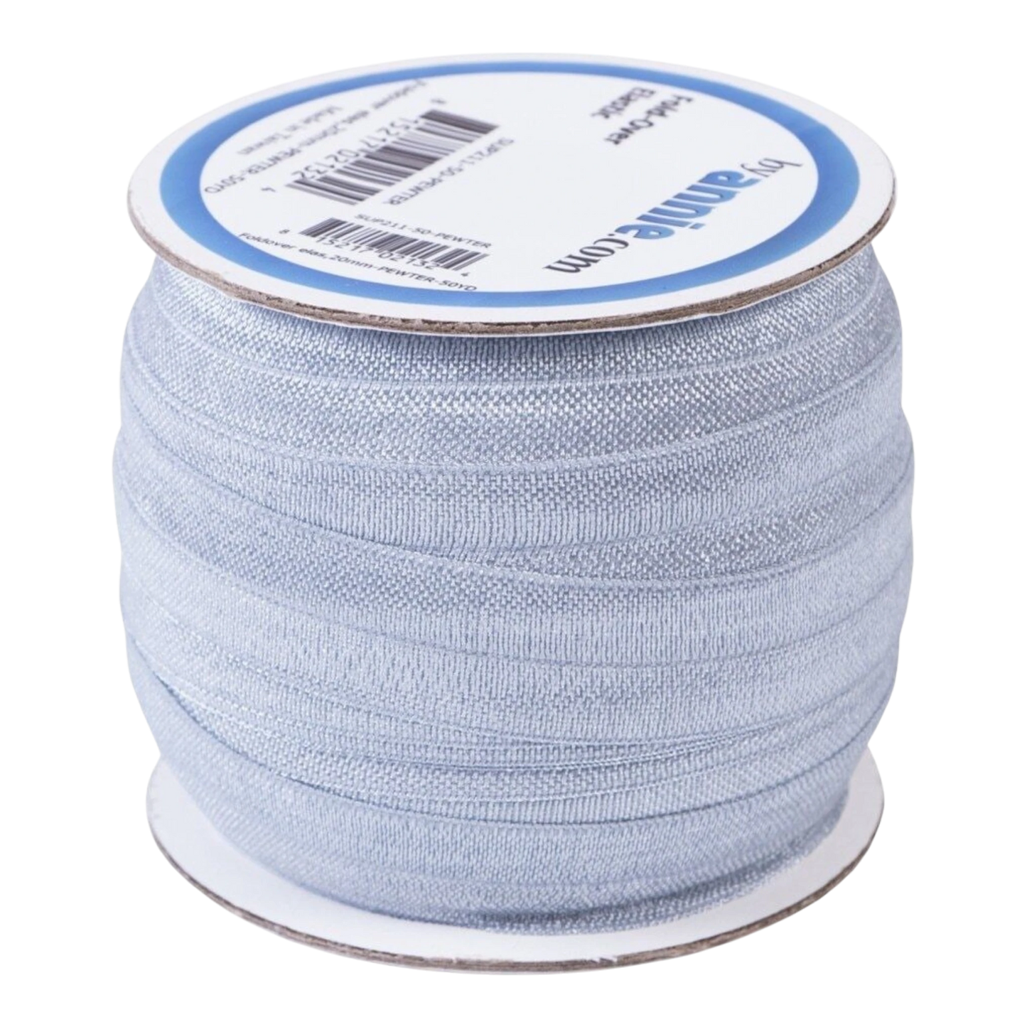 Fold Over Elastic - 19 mm Pewter for garments, sewing and bag making projects