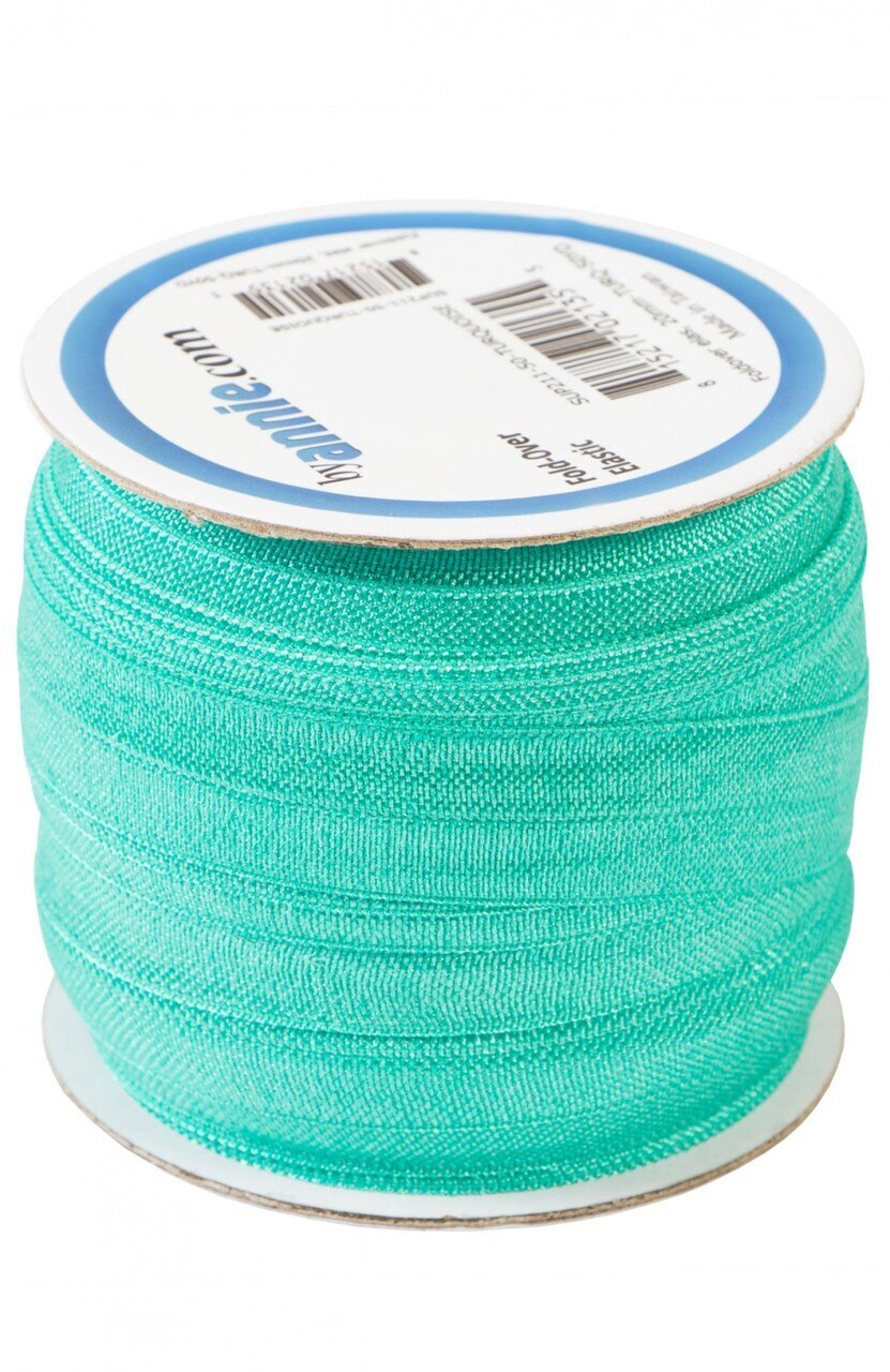 Fold Over Elastic - 19 mm Turquoise for garments, sewing and bag making projects