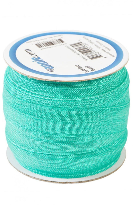Fold Over Elastic - 19 mm Turquoise for garments, sewing and bag making projects