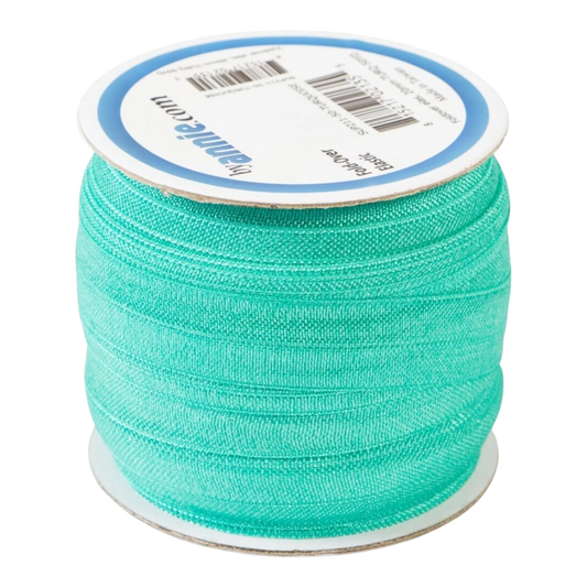 Fold Over Elastic - 19 mm Turquoise for garments, sewing and bag making projects