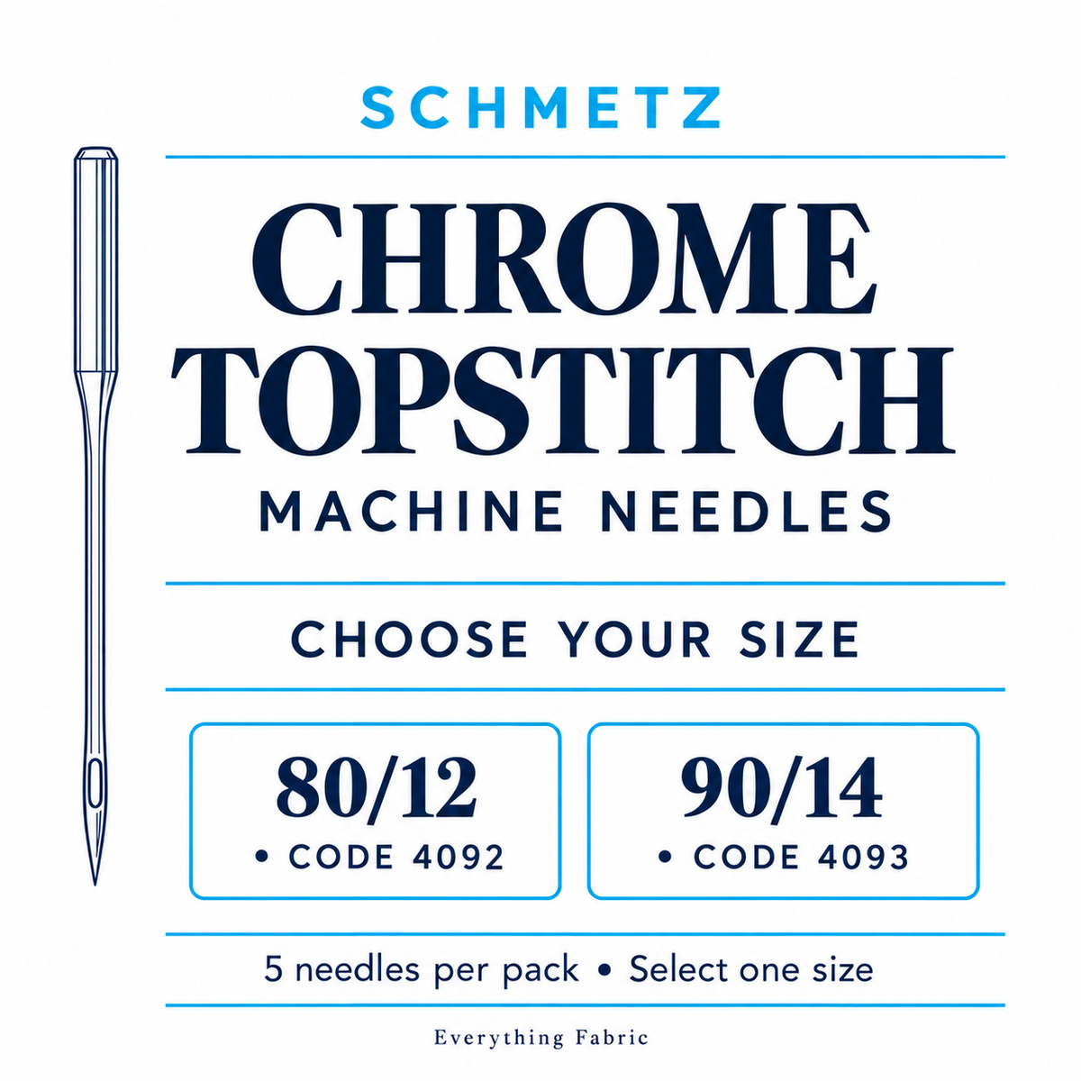 Schmetz Chrome Topstitch range - 80/12 code 4092, 90/14 code 4093 - choose one pack