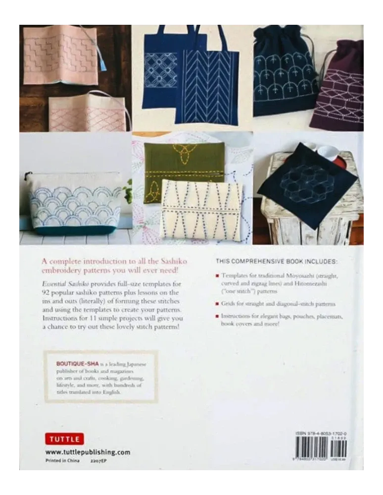 Essential Sashiko: A Dictionary of the 92 Most Popular Patterns Book , piecing and stitching