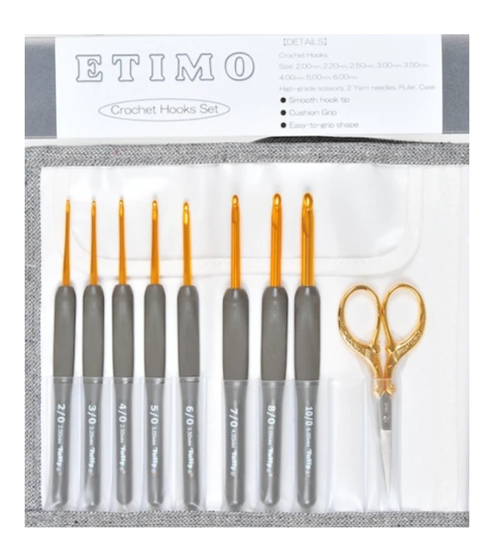 Etimo Crochet Hooks Set Gold - Silver Scissors , quilting and fabric cutting