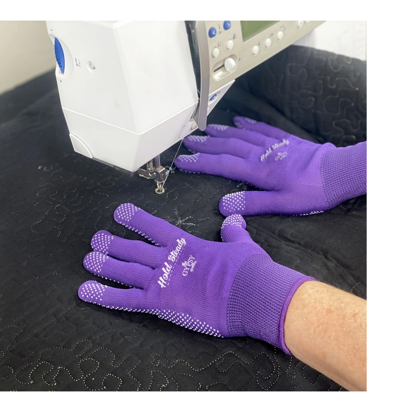 Gypsy Quilter Machine Quilting Gloves One Size for grip, control and free motion quilting