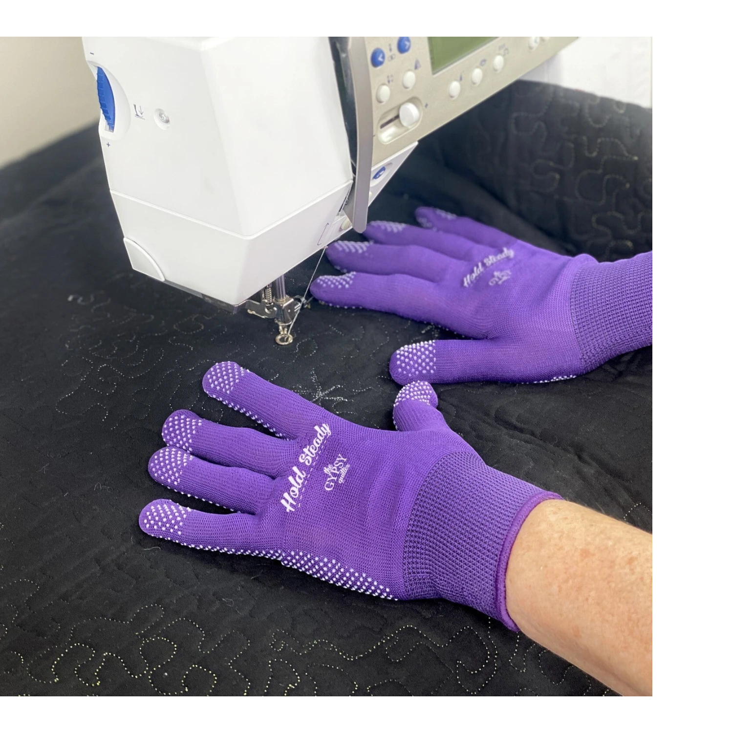 Gypsy Quilter Machine Quilting Gloves One Size for grip, control and free motion quilting