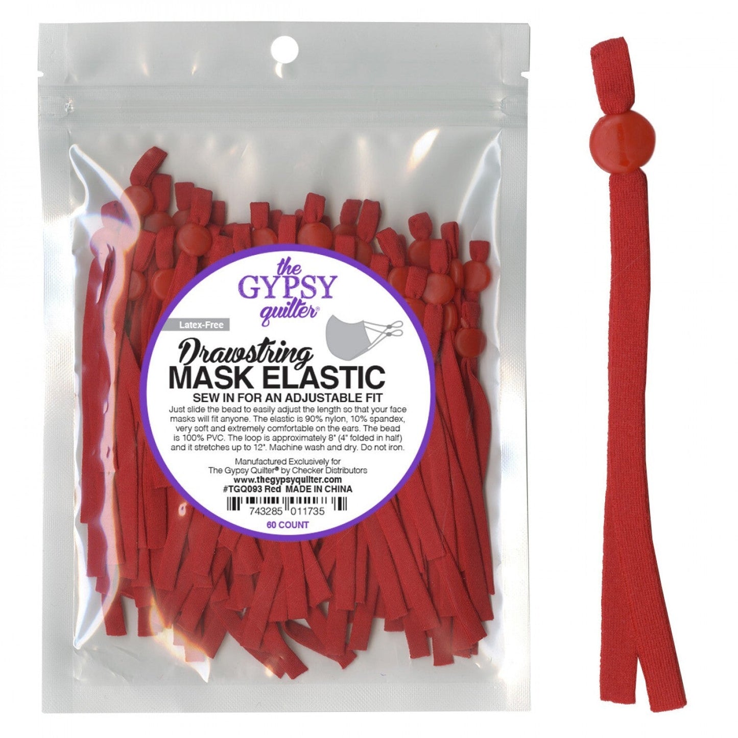 Gypsy Quilter Drawstring Mask Elastic White - 5 pair for garments, sewing and bag making projects