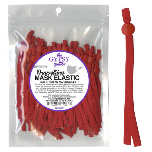 Gypsy Quilter Drawstring Mask Elastic White - 5 pair for garments, sewing and bag making projects