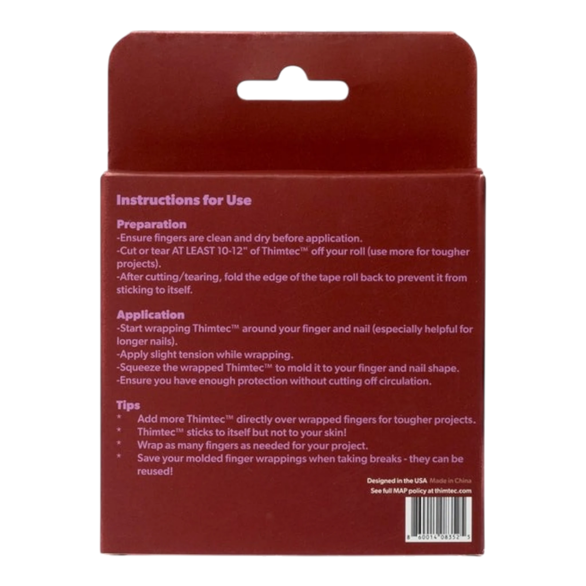 Thimtec Thimble Tape - Cherry Cola for hand sewing, quilting and needlework