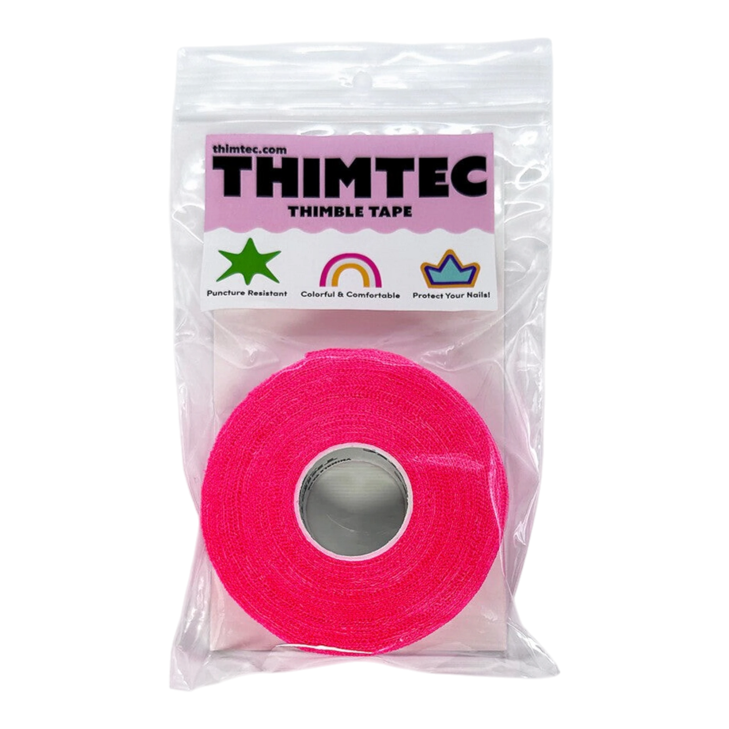 Thimtec Thimble Tape - Neon Flamingo for hand sewing, quilting and needlework