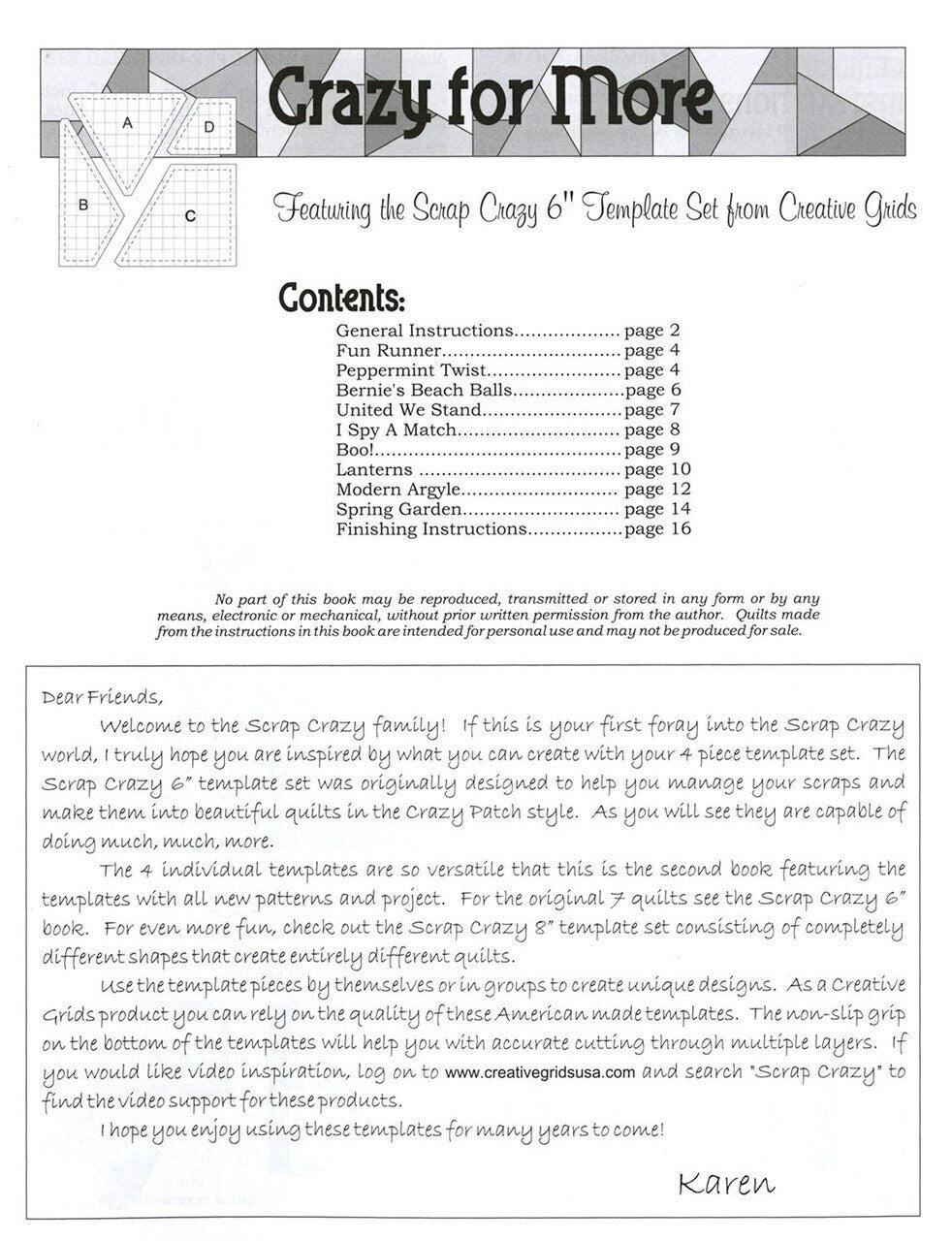 Crazy for More Softcover Book , quilting and craft projects