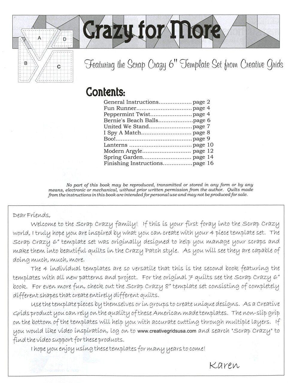 Crazy for More Softcover Book , quilting and craft projects