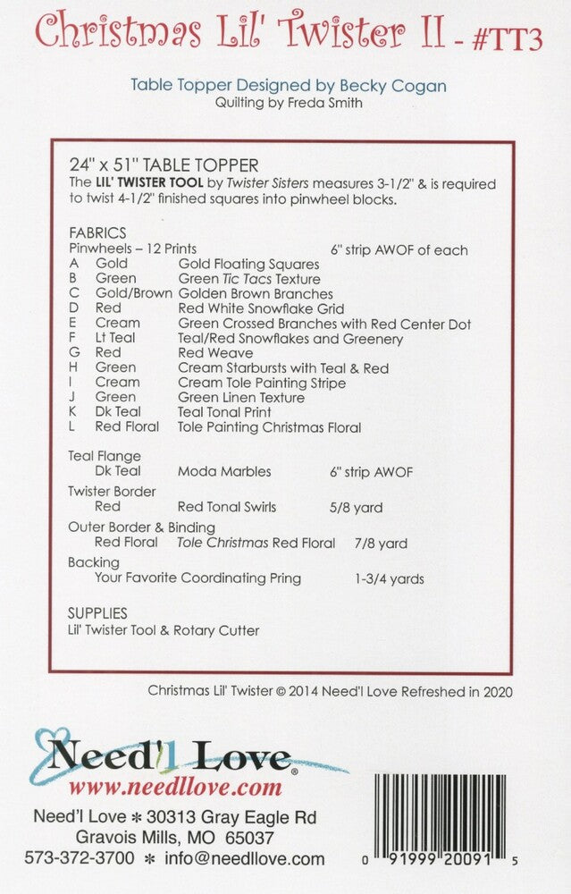 Christmas Lil Twister II Pattern , quilting and craft projects