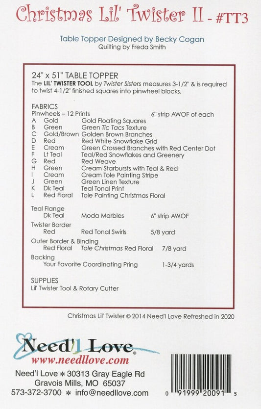 Christmas Lil Twister II Pattern , quilting and craft projects