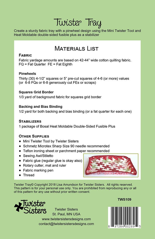 Twister Tray Pattern , quilting and craft projects