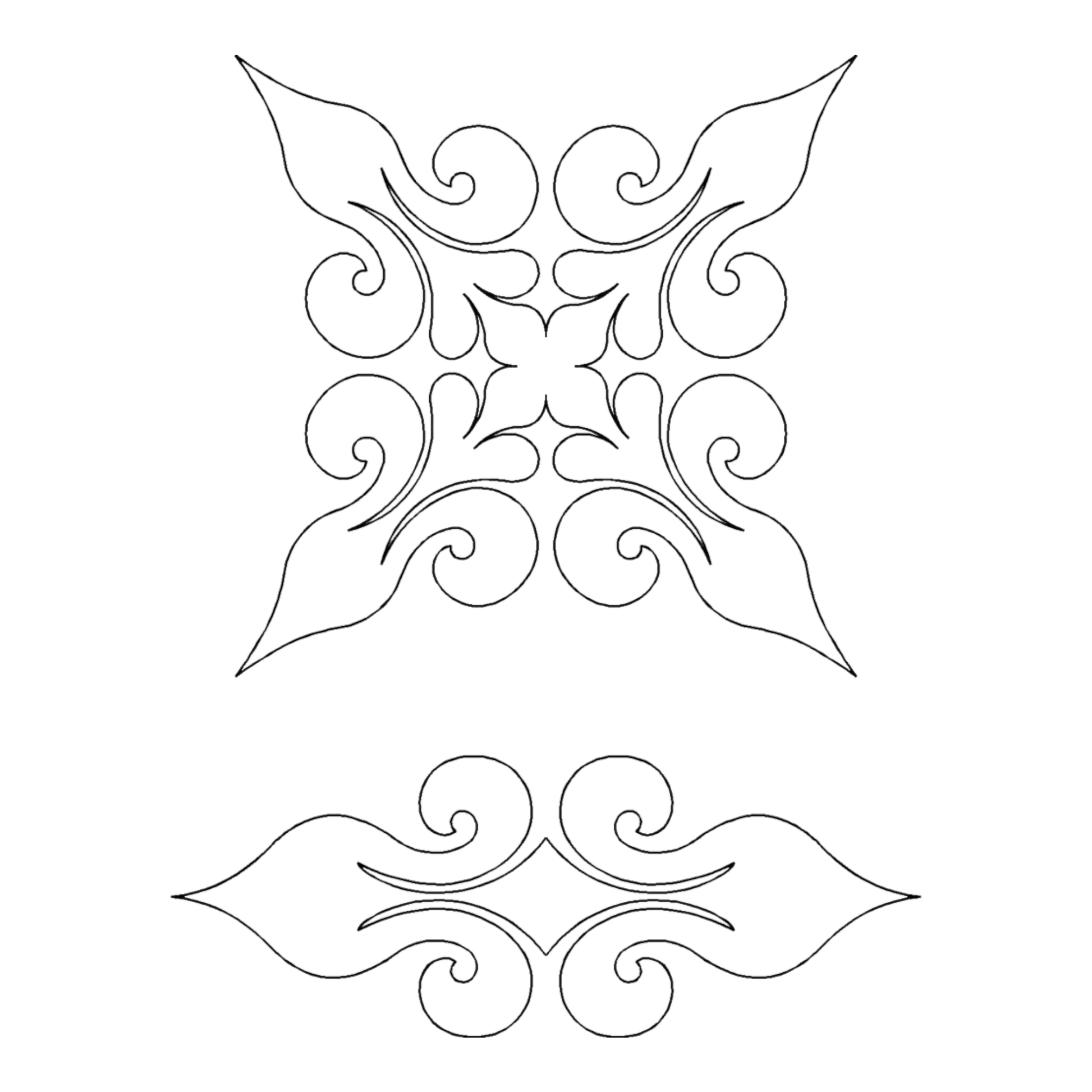 Quilting Stencil Baroque - Double Wedding Ring Block 152 mm for precise cutting, marking and patchwork