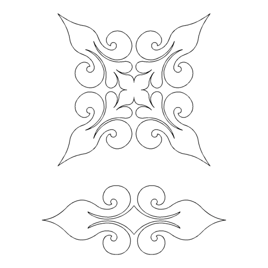 Quilting Stencil Baroque - Double Wedding Ring Block 152 mm for precise cutting, marking and patchwork