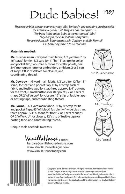 Dude Babies Bib Pattern , quilting and craft projects