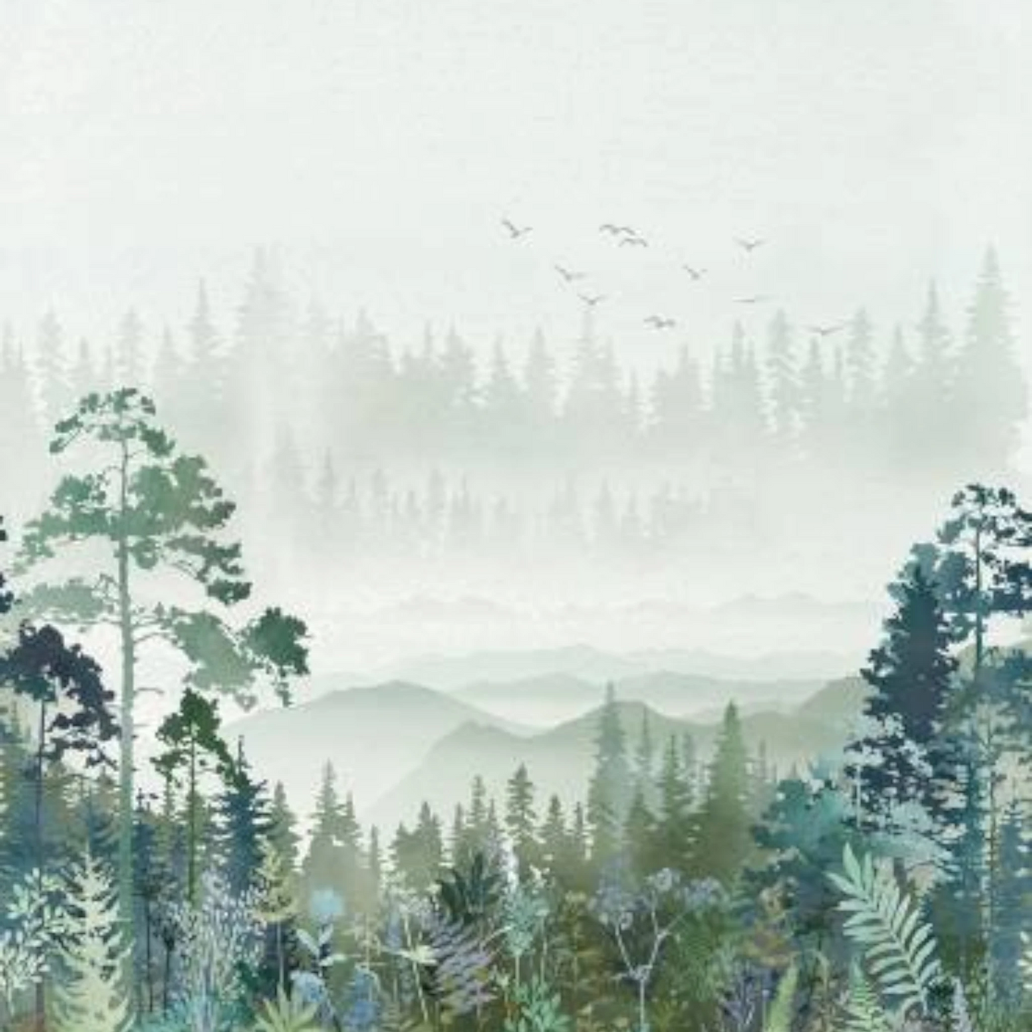 Tree Line - Bluegrass Panel for patchwork, quilting and sewing