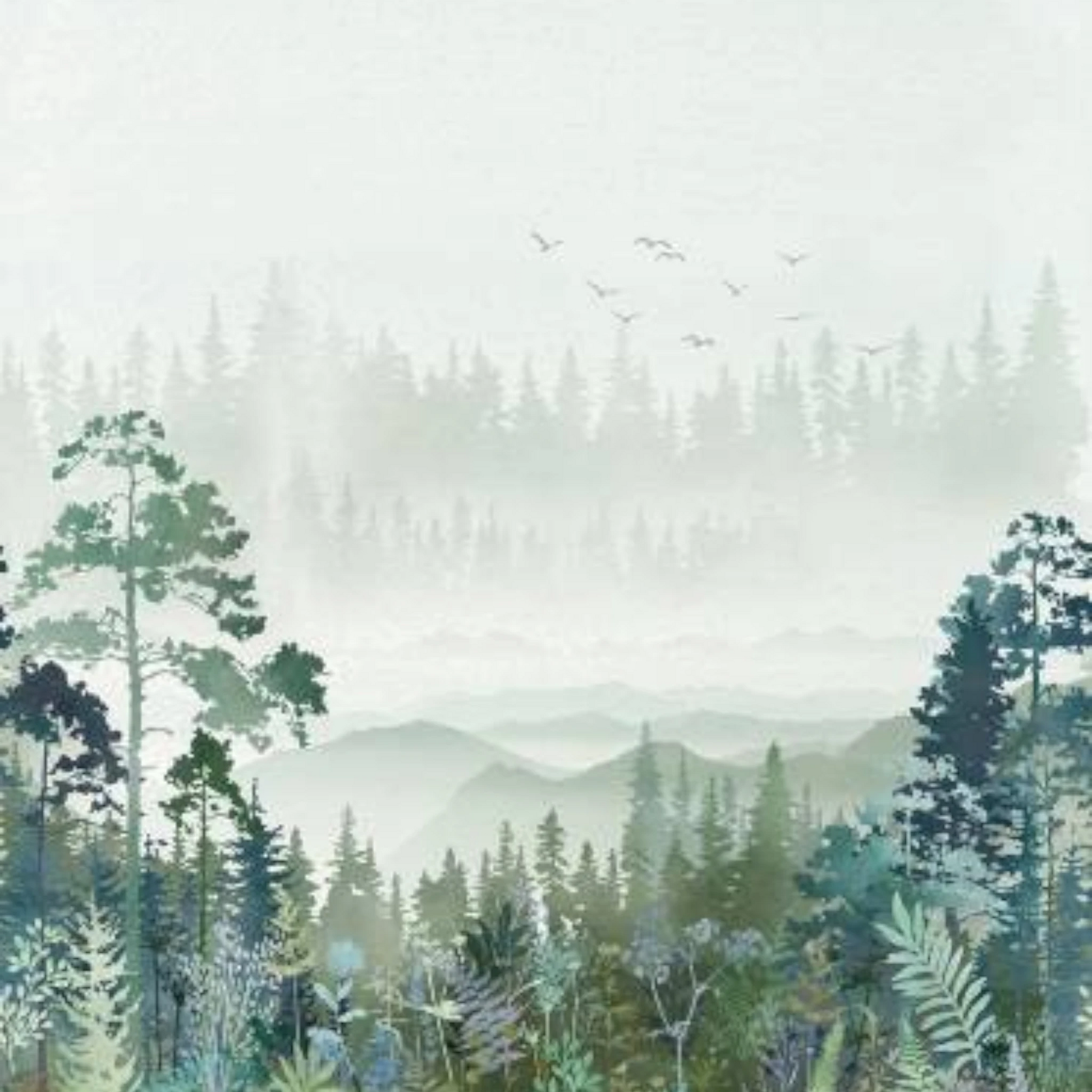 Tree Line - Bluegrass Panel for patchwork, quilting and sewing
