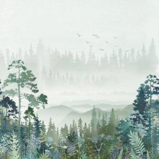 Tree Line - Bluegrass Panel for patchwork, quilting and sewing