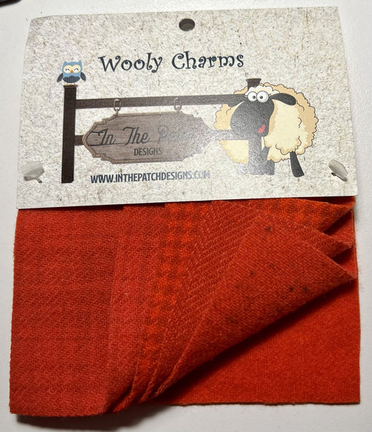 Wooly Charms Red Orange 127 mm x 127 mm - 5pc sewing and quilting product