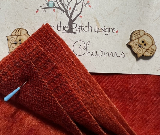 Wooly Charms Deep Persimmon 127 mm x 127 mm - 5pc sewing and quilting product