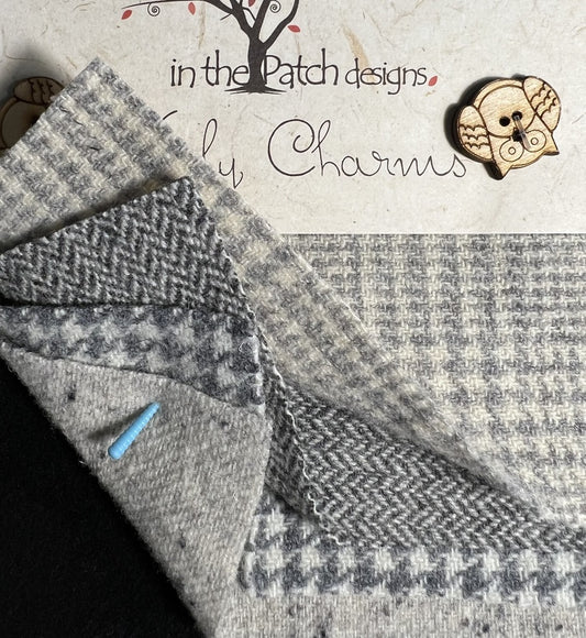 Wooly Charms Grays 127 mm x 127 mm - 5pc sewing and quilting product
