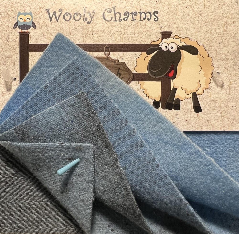 Wooly Charms Powder Blue 127 mm x 127 mm - 5pc sewing and quilting product