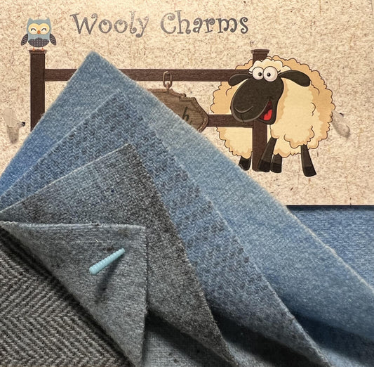 Wooly Charms Powder Blue 127 mm x 127 mm - 5pc sewing and quilting product