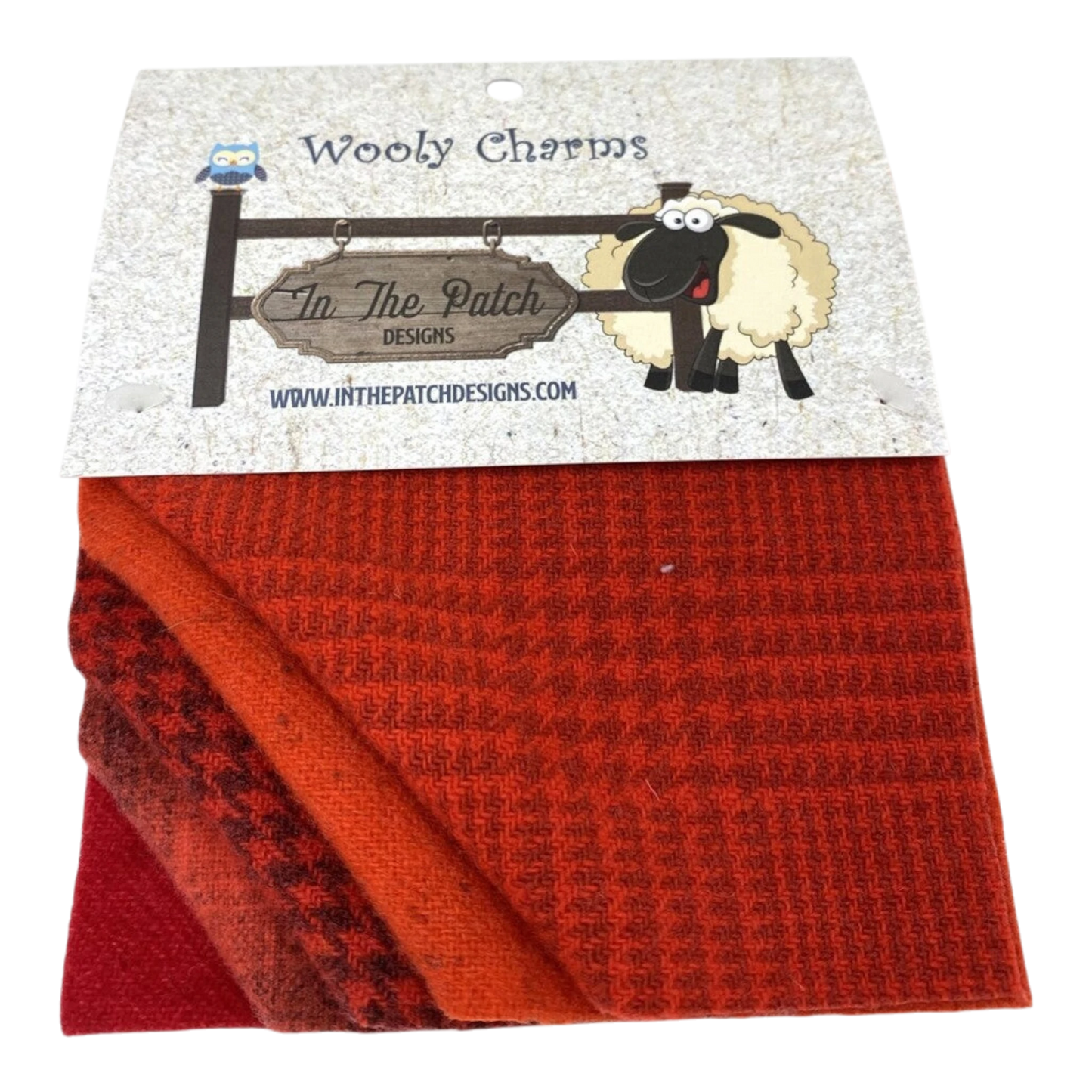 Wooly Charms Red Red 127 mm x 127 mm - 5pc sewing and quilting product
