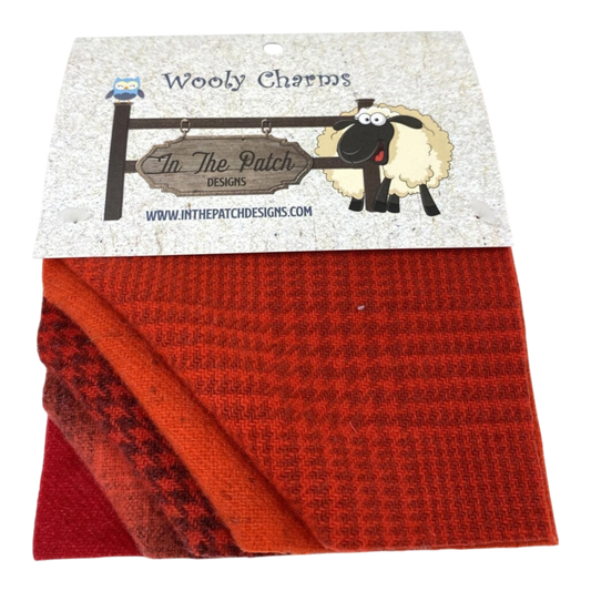 Wooly Charms Red Red 127 mm x 127 mm - 5pc sewing and quilting product