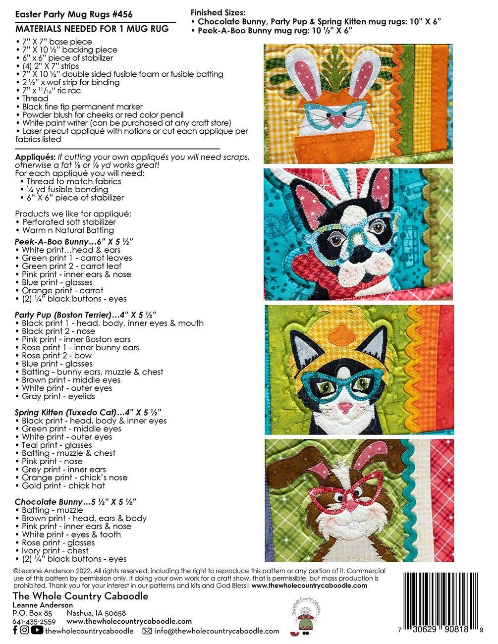 Easter Party Applique Mug Rugs Pattern , quilting and craft projects