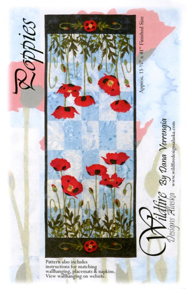 Poppies Applique Wall Hanging Pattern , quilting and craft projects