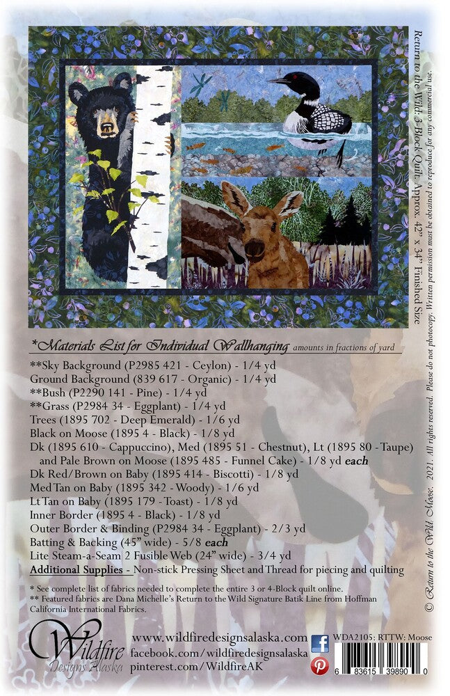 Return to the Wild: Applique Moose Wall Hanging Pattern , quilting and craft projects
