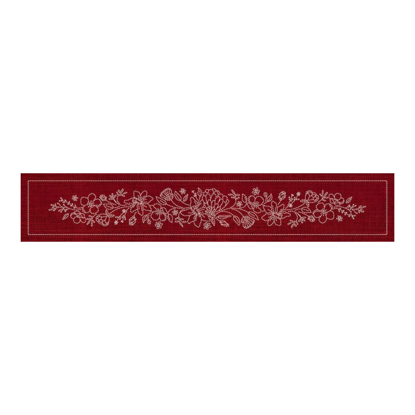 Sashiko Australia Wildflower Bouquet Runner - CHERRY RED , piecing and stitching