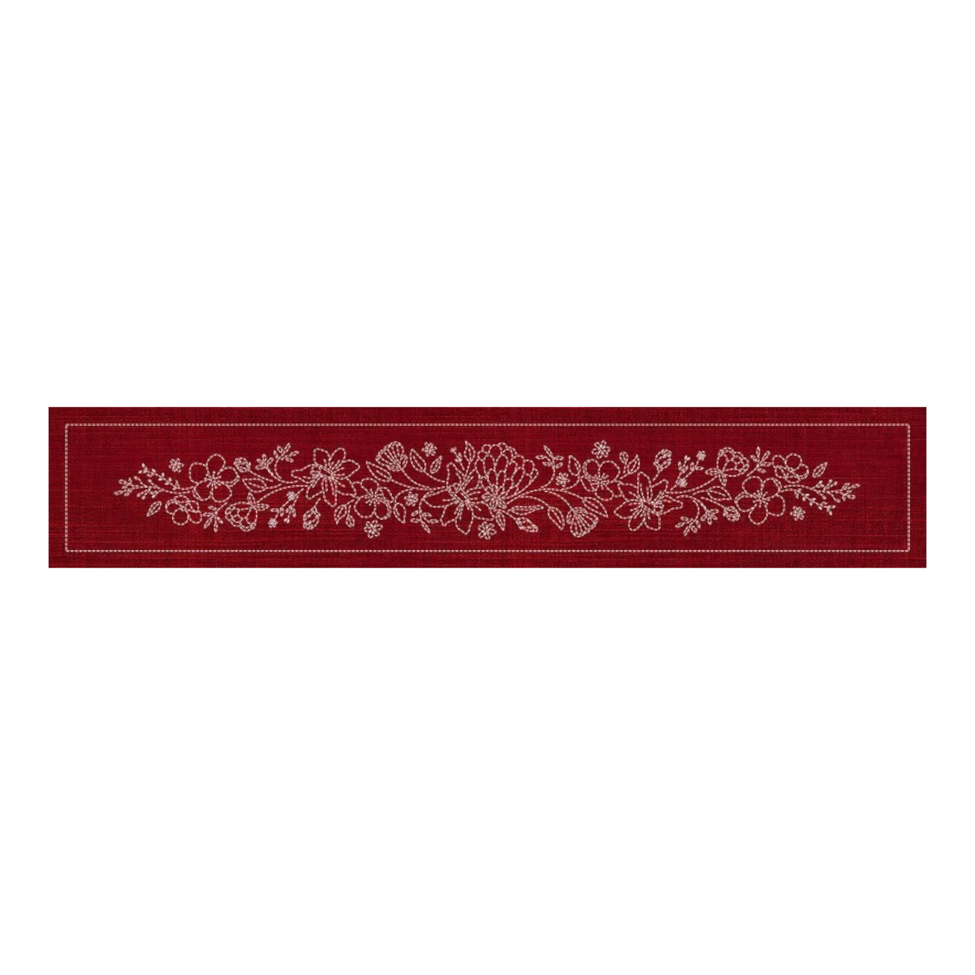 Sashiko Australia Wildflower Bouquet Runner - CHERRY RED , piecing and stitching