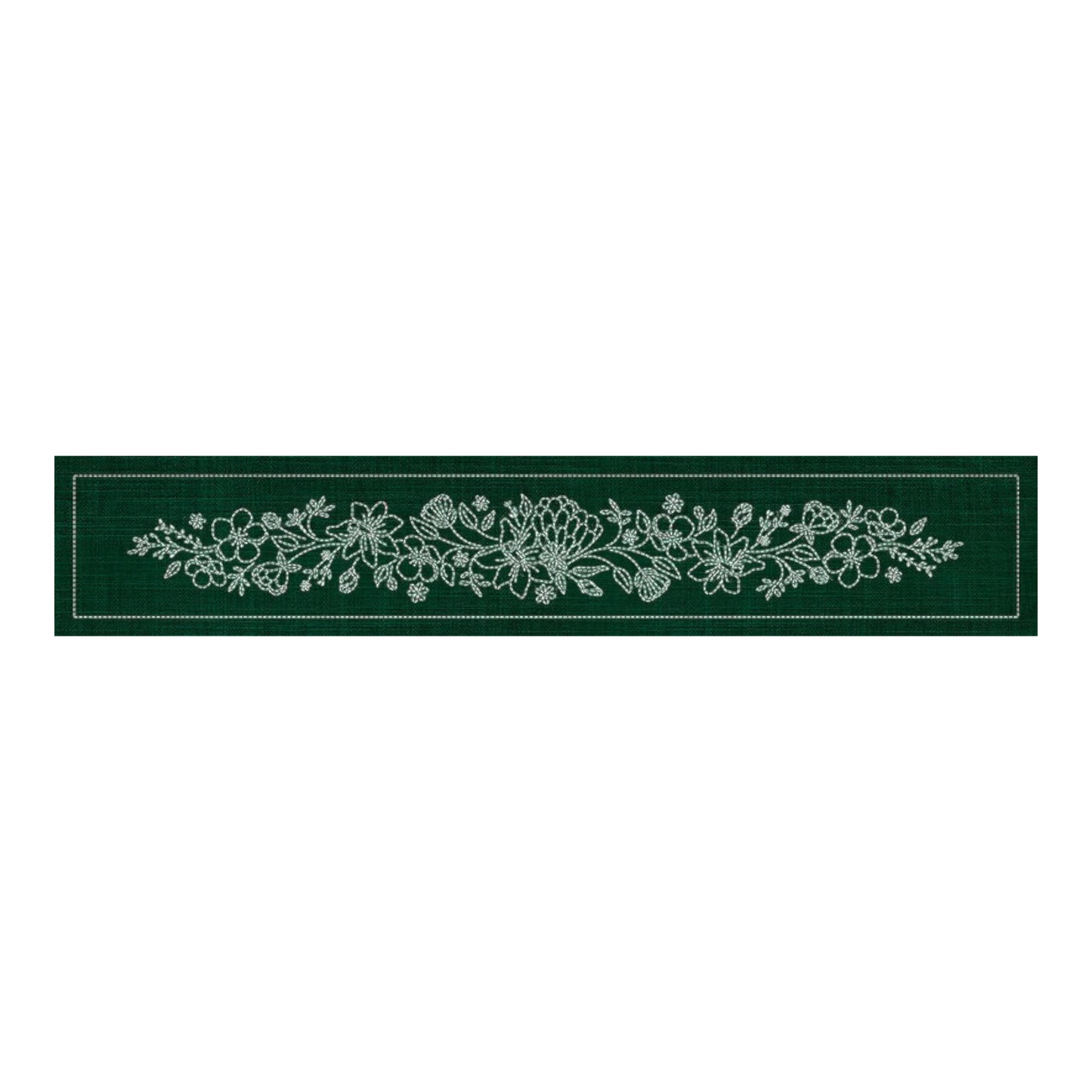 Sashiko Australia Wildflower Bouquet Runner - GREEN , piecing and stitching