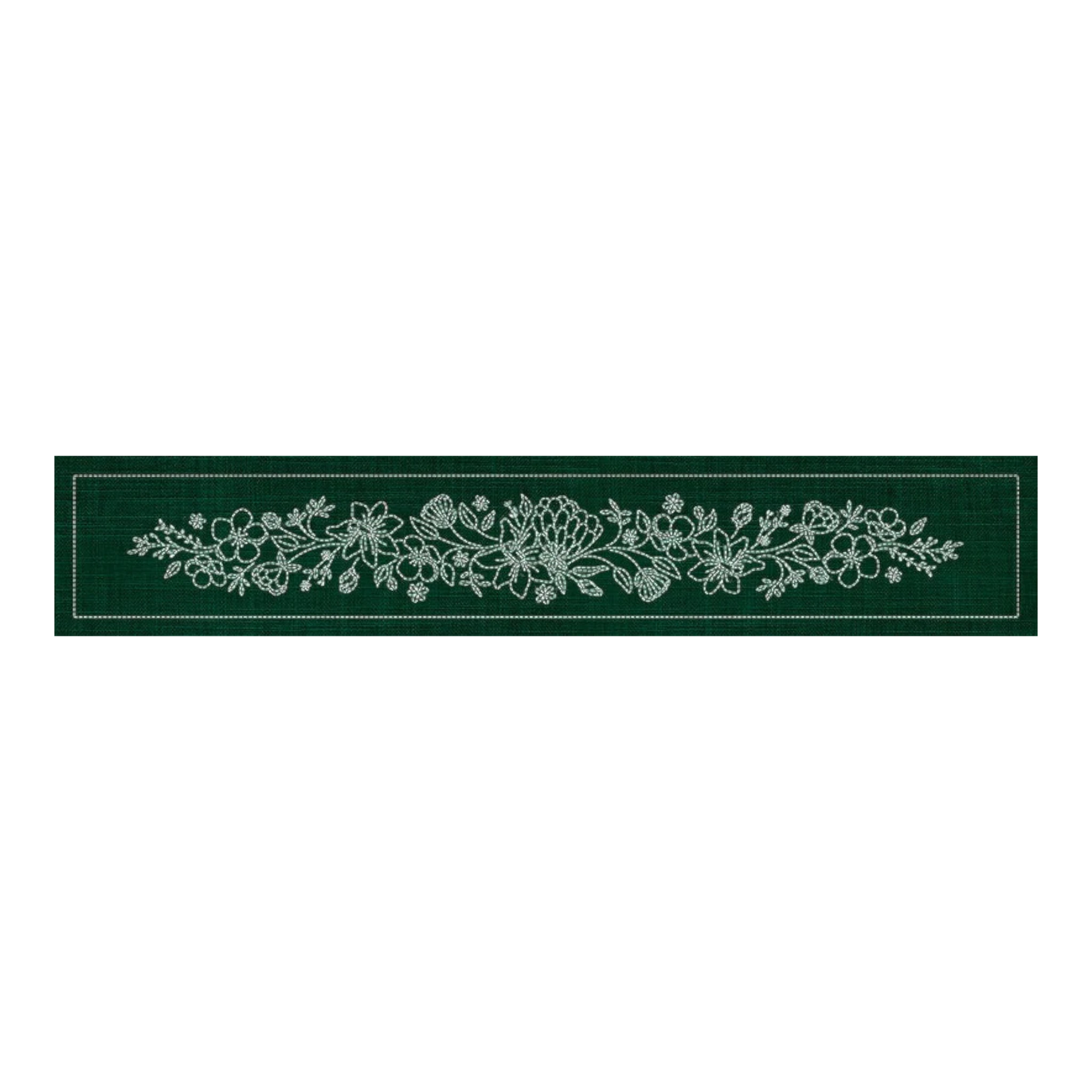 Sashiko Australia Wildflower Bouquet Runner - GREEN , piecing and stitching
