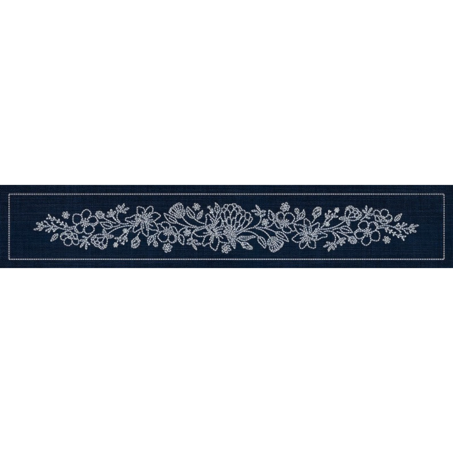 Sashiko Australia Wildflower Bouquet Runner - INDIGO , piecing and stitching