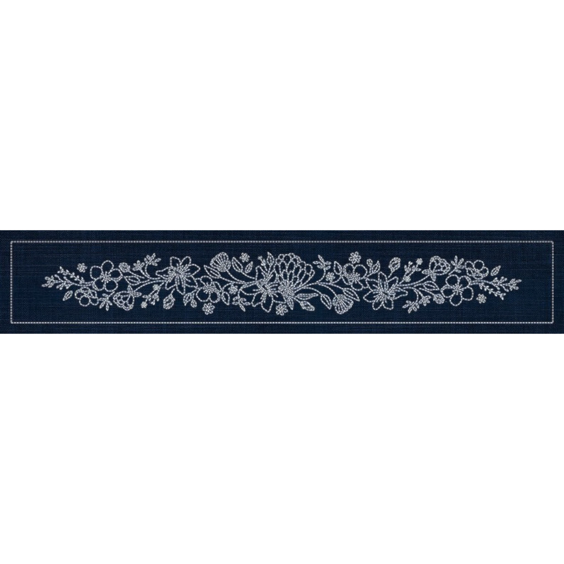 Sashiko Australia Wildflower Bouquet Runner - INDIGO , piecing and stitching
