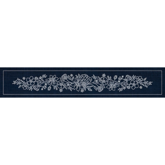 Sashiko Australia Wildflower Bouquet Runner - INDIGO , piecing and stitching