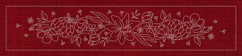 Sashiko Australia Daffodil Runner Cherry Red , piecing and stitching